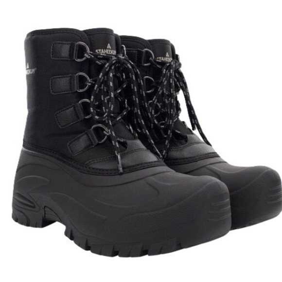 New Staheekum Men's Insulated Snow Boot Black Waterproof Cold -20 Lace Up NIB - Picture 3 of 7